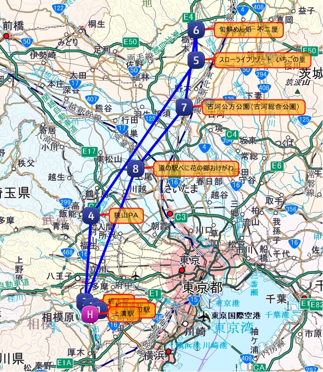 古河花桃まつりルート図